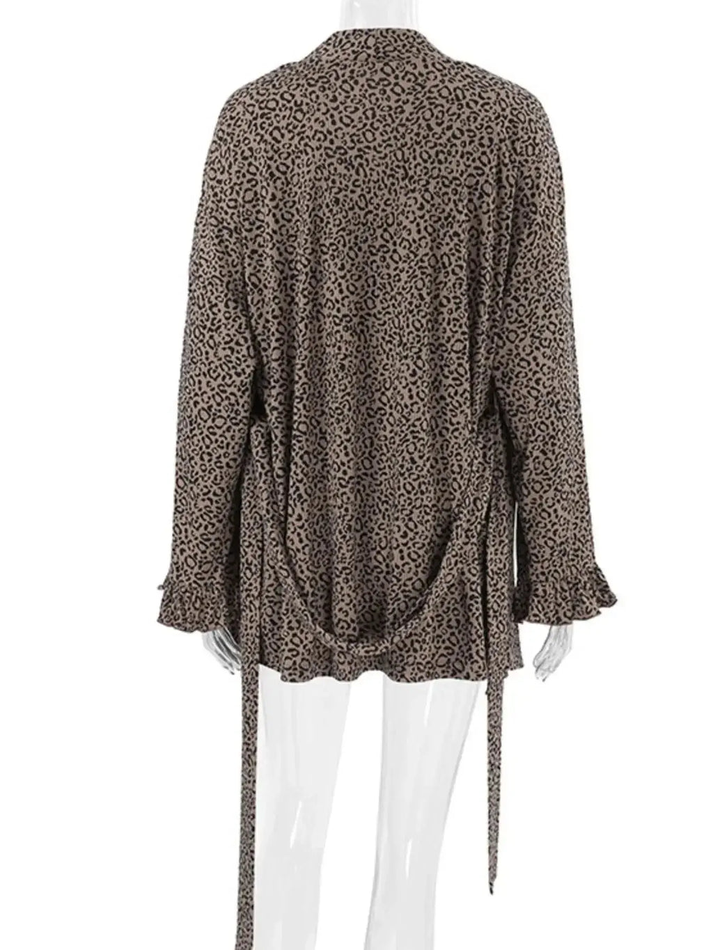 Women's leopard print pajama lounge set with cami, shorts, and cardigan by Trendsi, featuring a stylish 3-piece design.