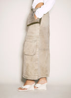 Women’s Y/Project cargo maxi skirt in premium cotton with adjustable waist, streetwear style, from Plush Fashion Hub.