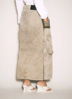 Women’s Y/Project cargo maxi skirt in premium cotton, featuring adjustable waist and utility streetwear style.