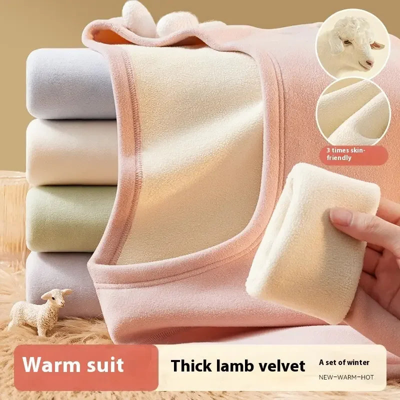 Women's Autumn Winter Berber Fleece Thermal Underwear - Plush Fashion Hub