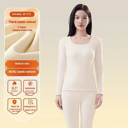 Women's Autumn Winter Berber Fleece Thermal Underwear - Plush Fashion Hub