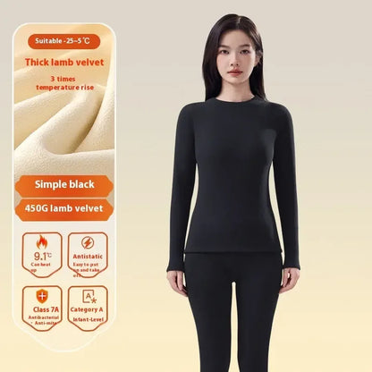 Women's Autumn Winter Berber Fleece Thermal Underwear - Plush Fashion Hub