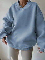 Women’s soft knit crew neck sweater by Plush Fashion Hub, solid color, long sleeve casual pullover with a cozy fit.