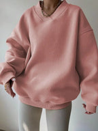 Women's Casual Solid Color Long Sleeve Crew Neck Sweater - Plush Fashion Hub