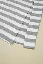 Women’s casual striped V-neck midi T-shirt dress by Plush Fashion Hub, featuring a comfortable fit and stylish design.