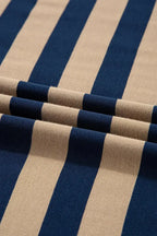 Women’s casual striped V-neck midi T-shirt dress by Plush Fashion Hub, featuring a comfortable fit and stylish design.