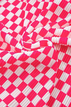 Women's checkered button-up lounge pajama set by Trendsi, soft 2-piece sleepwear for comfortable nightwear.