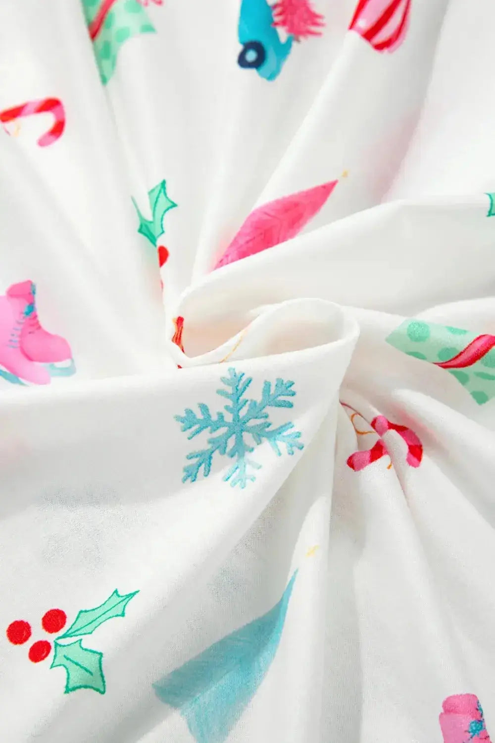 Women’s Christmas print long sleeve collared pajama lounge set by Plush Fashion Hub, featuring festive holiday-themed design and comfortable fit.
