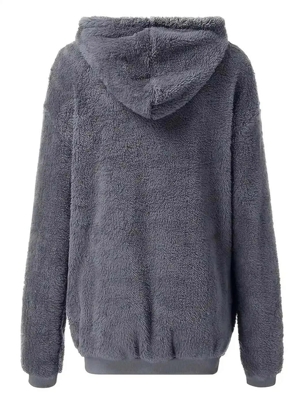 Women’s cozy fleece zip-up hoodie with drawstring, soft and plush sweater by Trendsi, ideal for casual wear and comfort.