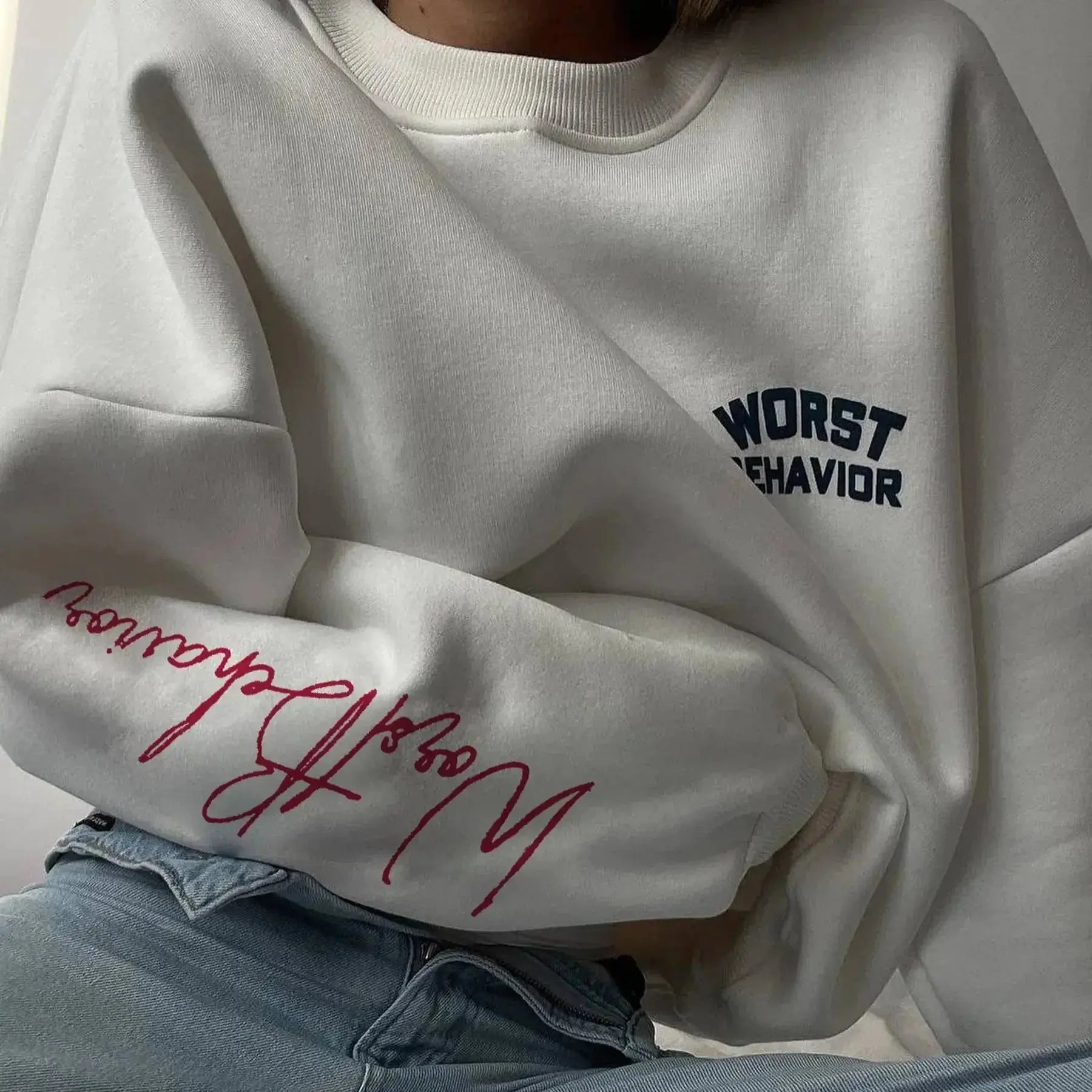 Women wearing a soft round neck casual pullover sweater from Plush Fashion Hub, featuring a cozy, relaxed fit and lightweight knit.
