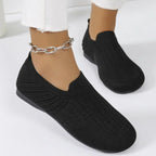 Women's breathable mesh casual flats by Plush Fashion Hub, lightweight solid color walking shoes with comfortable flat design.