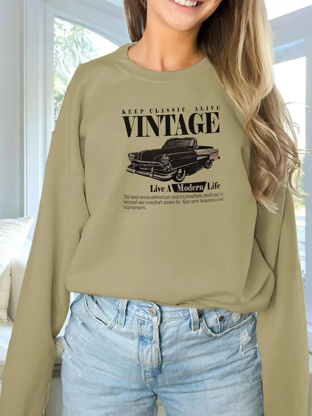 Women’s printed long sleeve sweatshirt hoodie by Plush Fashion Hub, soft casual pullover with colorful print and comfortable fit.