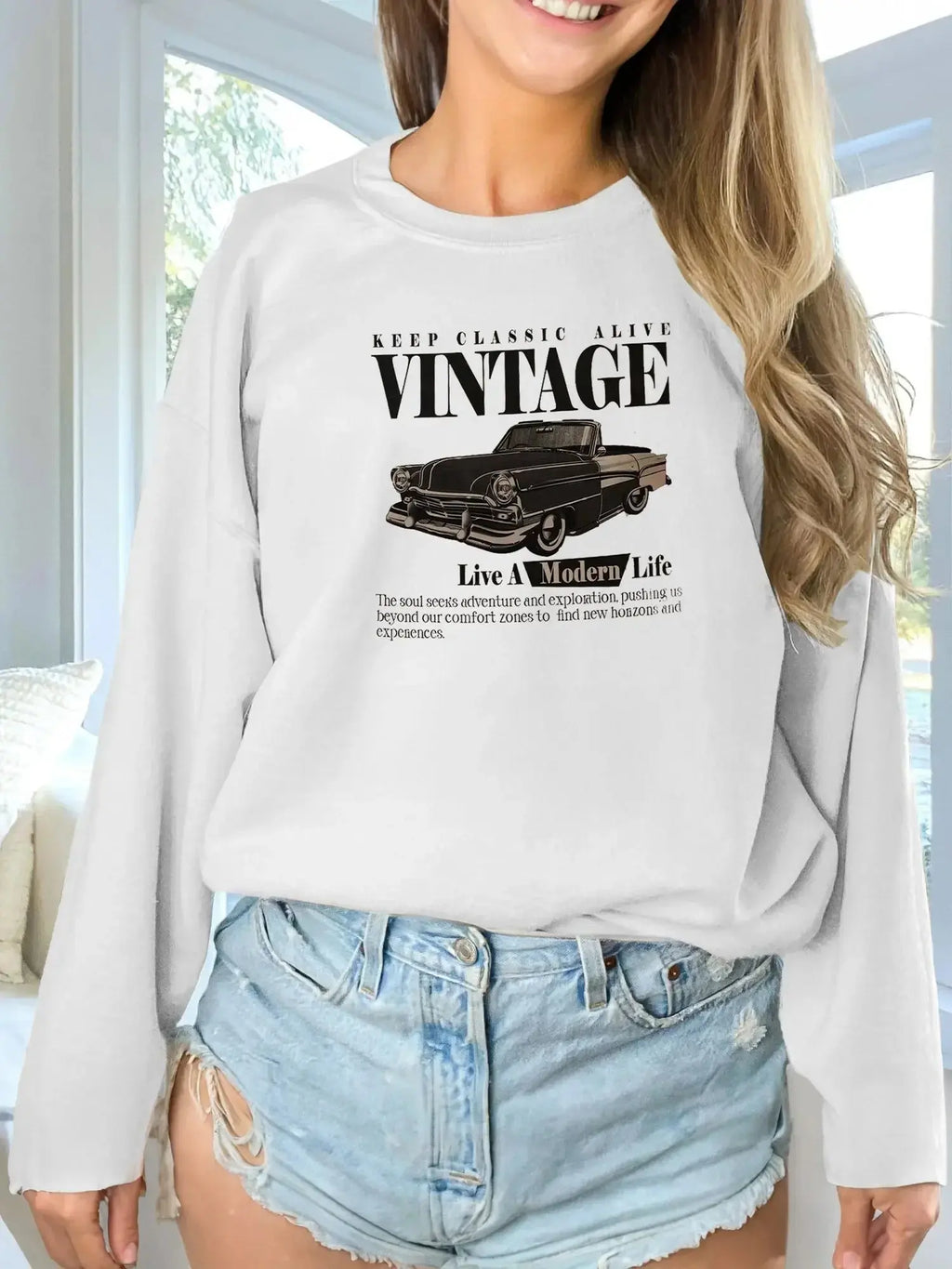 Women’s printed long sleeve hoodie sweatshirt by Plush Fashion Hub, featuring a soft, casual design and colorful print.