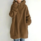 Women’s fuzzy long-sleeve sport pullover hoodie by Plush Fashion Hub, featuring plush fabric and a cozy fit for casual wear.