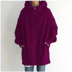 Women’s fuzzy long-sleeve sport pullover hoodie by Plush Fashion Hub, featuring a cozy plush fabric and casual sporty style.