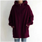 Women’s fuzzy long-sleeve sport hoodie from Plush Fashion Hub, featuring a soft plush fabric and comfortable relaxed fit.