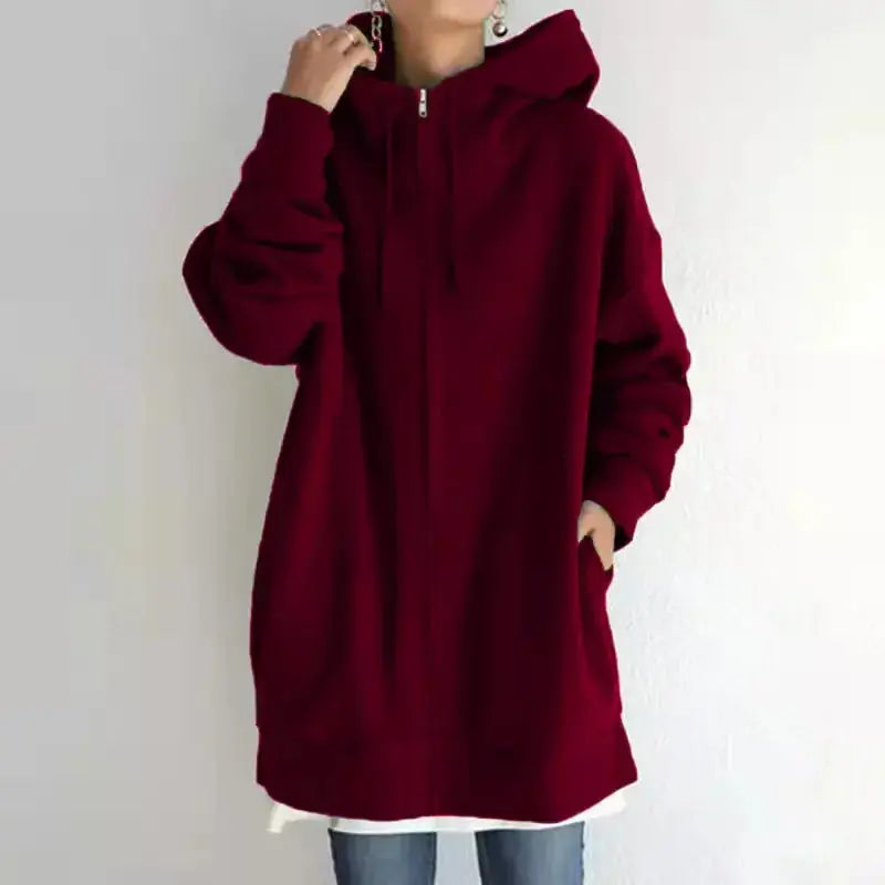 Women’s fuzzy long-sleeve sport pullover hoodie from Plush Fashion Hub, featuring soft plush fabric and a cozy fit.
