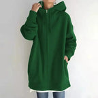 Women’s fuzzy long-sleeve sports hoodie from Plush Fashion Hub, featuring a cozy, plush fabric and relaxed fit.
