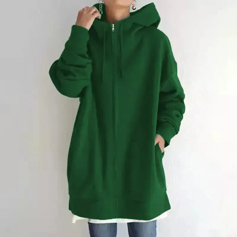 Women’s fuzzy long-sleeve sports hoodie from Plush Fashion Hub, featuring a cozy, plush fabric and relaxed fit.