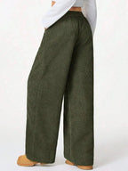 Women’s high-waisted wide-leg drawstring lounge pants by Trendsi, featuring a relaxed fit and comfortable casual style.