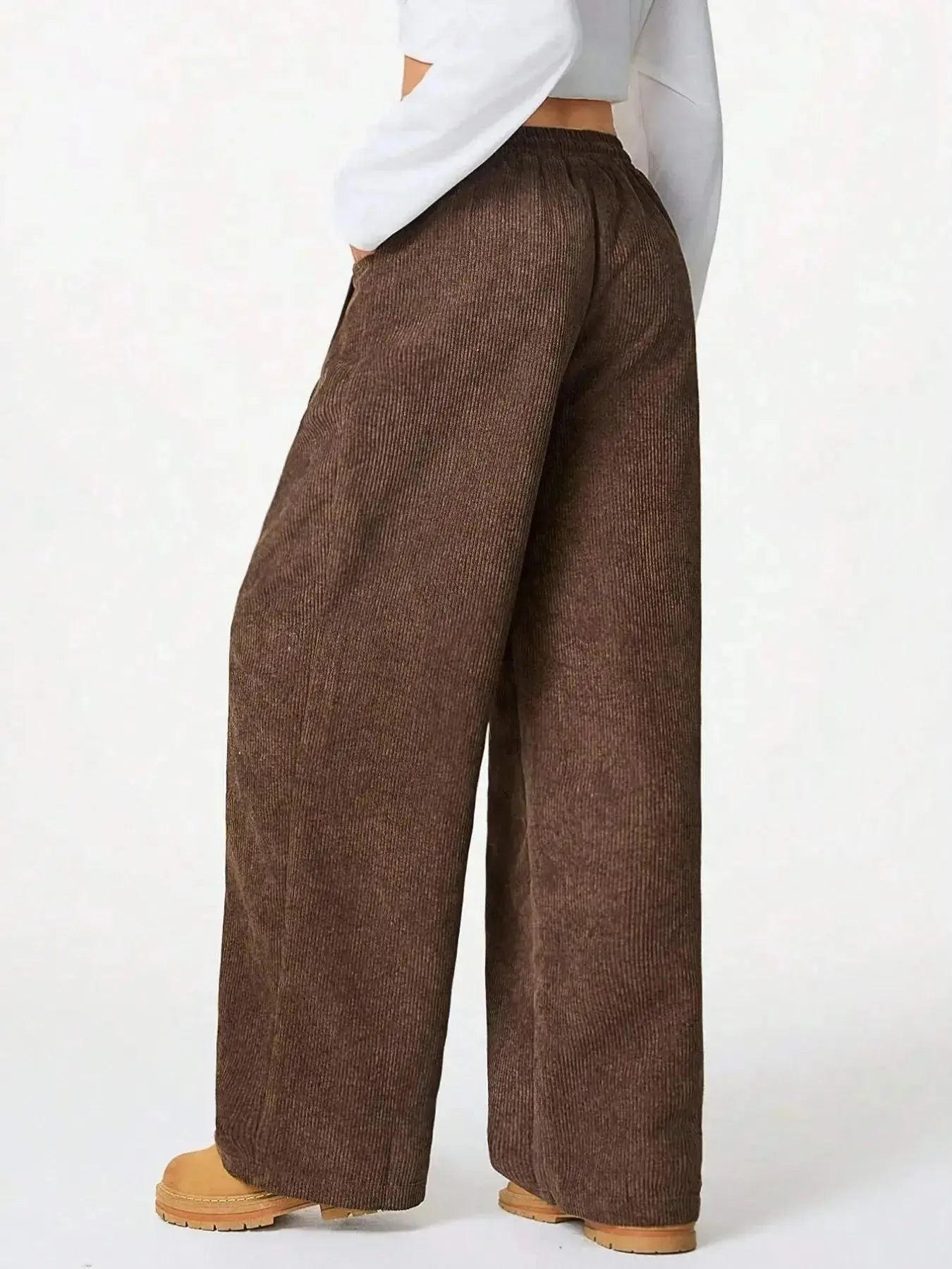 Women’s high-waisted wide-leg lounge pants with drawstring, casual and comfortable, from Trendsi.