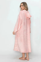 Women’s hooded midi lounge dress with pockets, made of plush fabric, from Trendsi, perfect for cozy home wear.