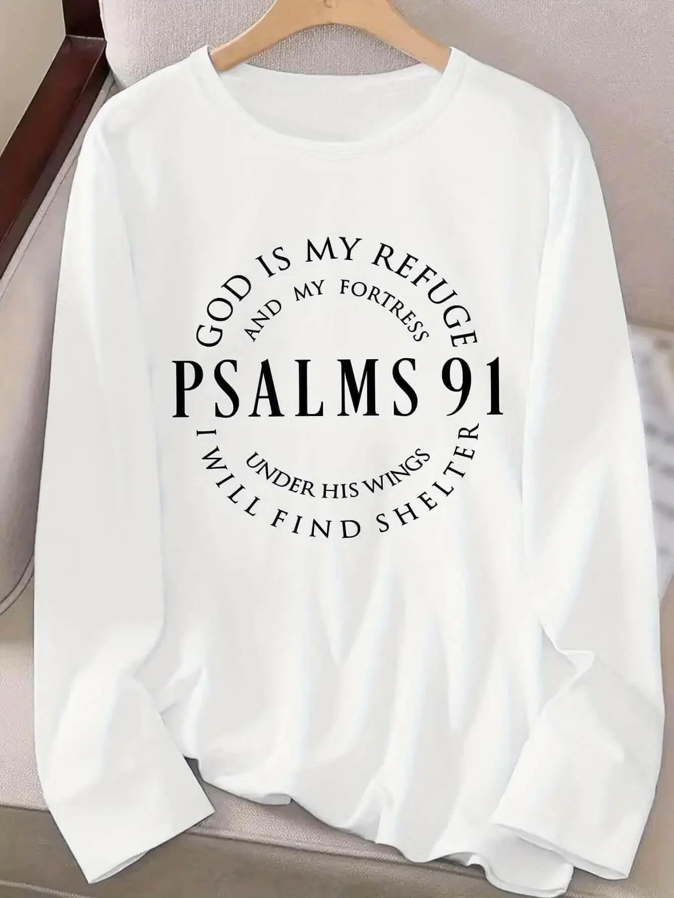 Women's Inspirational Psalms 91 Verse Long Sleeve T-Shirt - Plush Fashion Hub