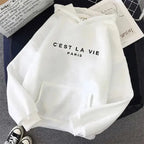Women’s oversized graphic letter print hoodie by Plush Fashion Hub, cozy streetwear style with a relaxed fit and bold print.
