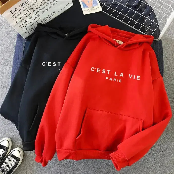 Women’s oversized graphic letter print hoodie by Plush Fashion Hub, cozy streetwear pullover with bold print and relaxed fit.