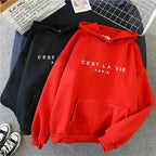 Women’s oversized graphic letter print hoodie by Plush Fashion Hub, cozy streetwear pullover with bold print and relaxed fit.