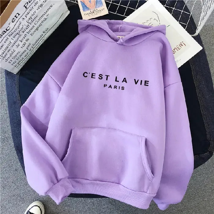 Women's Letter Printed Hoodie Coat - Plush Fashion Hub