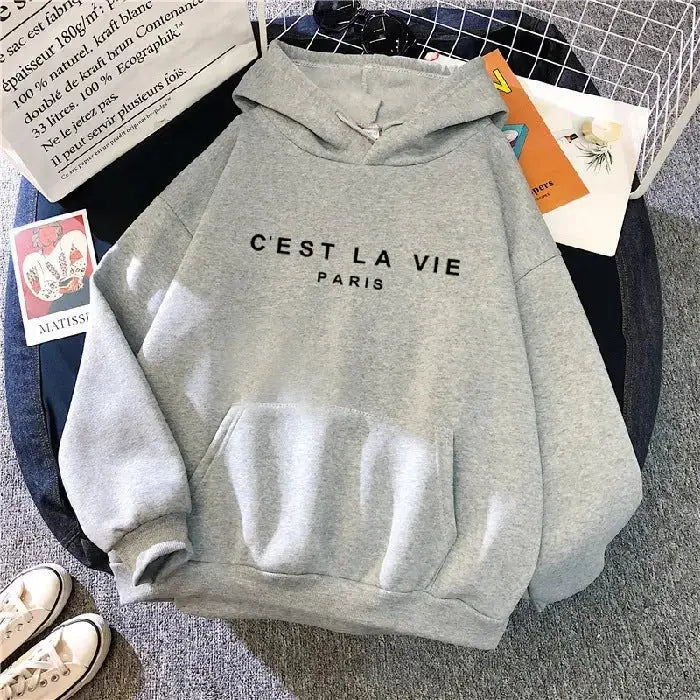 Women’s oversized graphic letter print hoodie by Plush Fashion Hub, featuring a cozy streetwear style and comfortable fit.