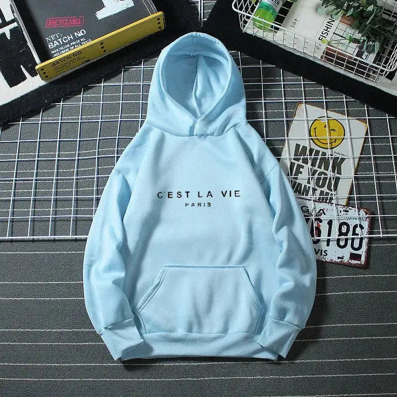 Women’s oversized graphic letter print hoodie from Plush Fashion Hub, cozy streetwear style with a relaxed fit.