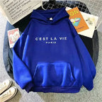 Women’s oversized graphic letter print hoodie by Plush Fashion Hub, cozy streetwear style, soft fabric, casual fit.
