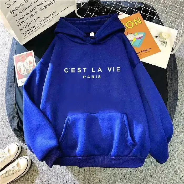 Women’s oversized graphic letter print hoodie by Plush Fashion Hub, cozy streetwear style, soft fabric, casual fit.