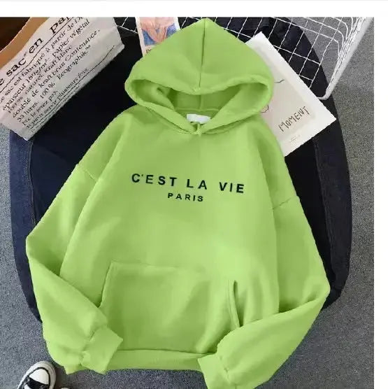 Women’s oversized graphic letter print hoodie by Plush Fashion Hub, cozy streetwear style with bold lettering on soft fabric.