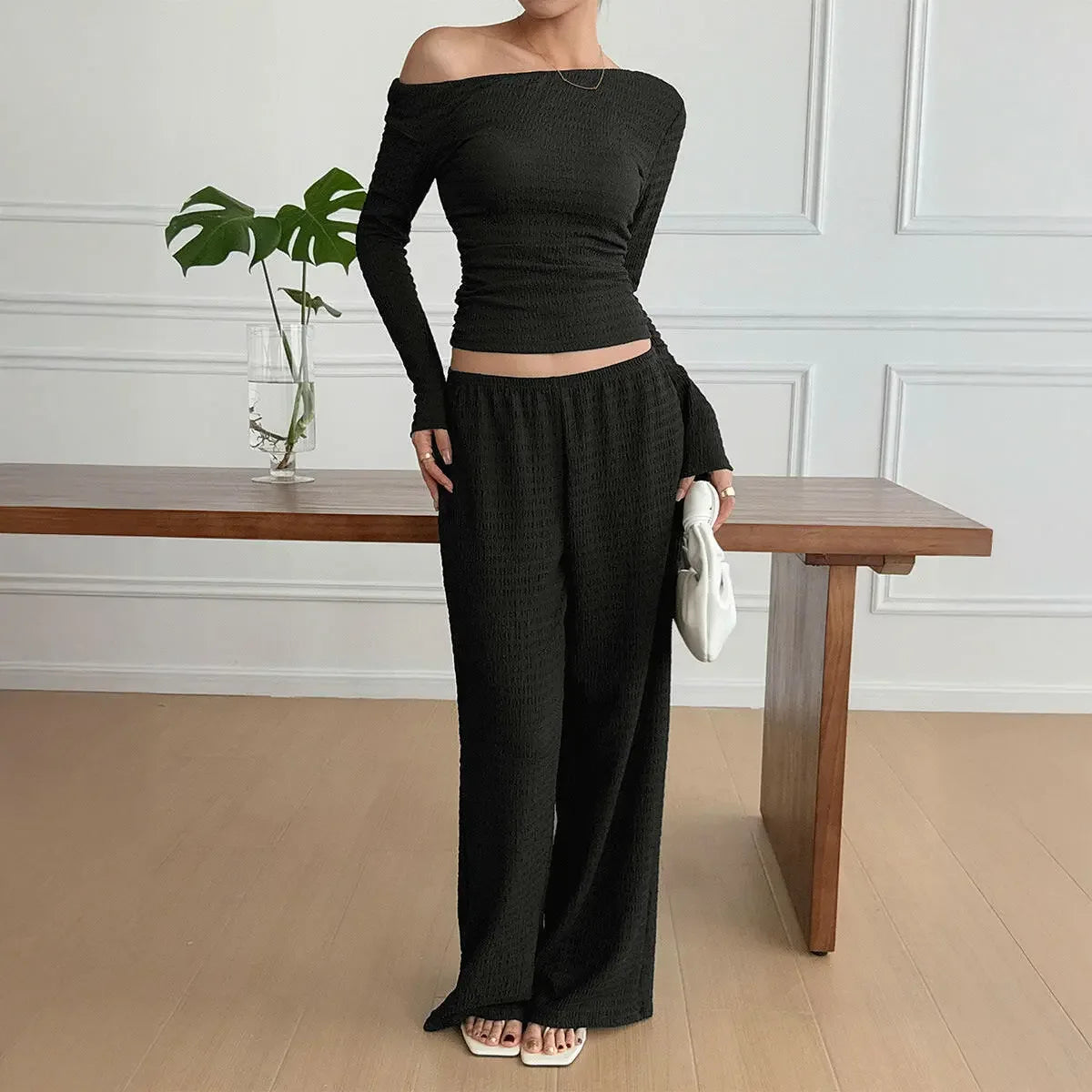 Women's Long Sleeve Pants Two-piece Suit - Plush Fashion Hub