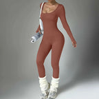 Women’s long sleeve compression yoga suit by Plush Fashion Hub, quick-dry fitness set, designed for comfortable workout attire.