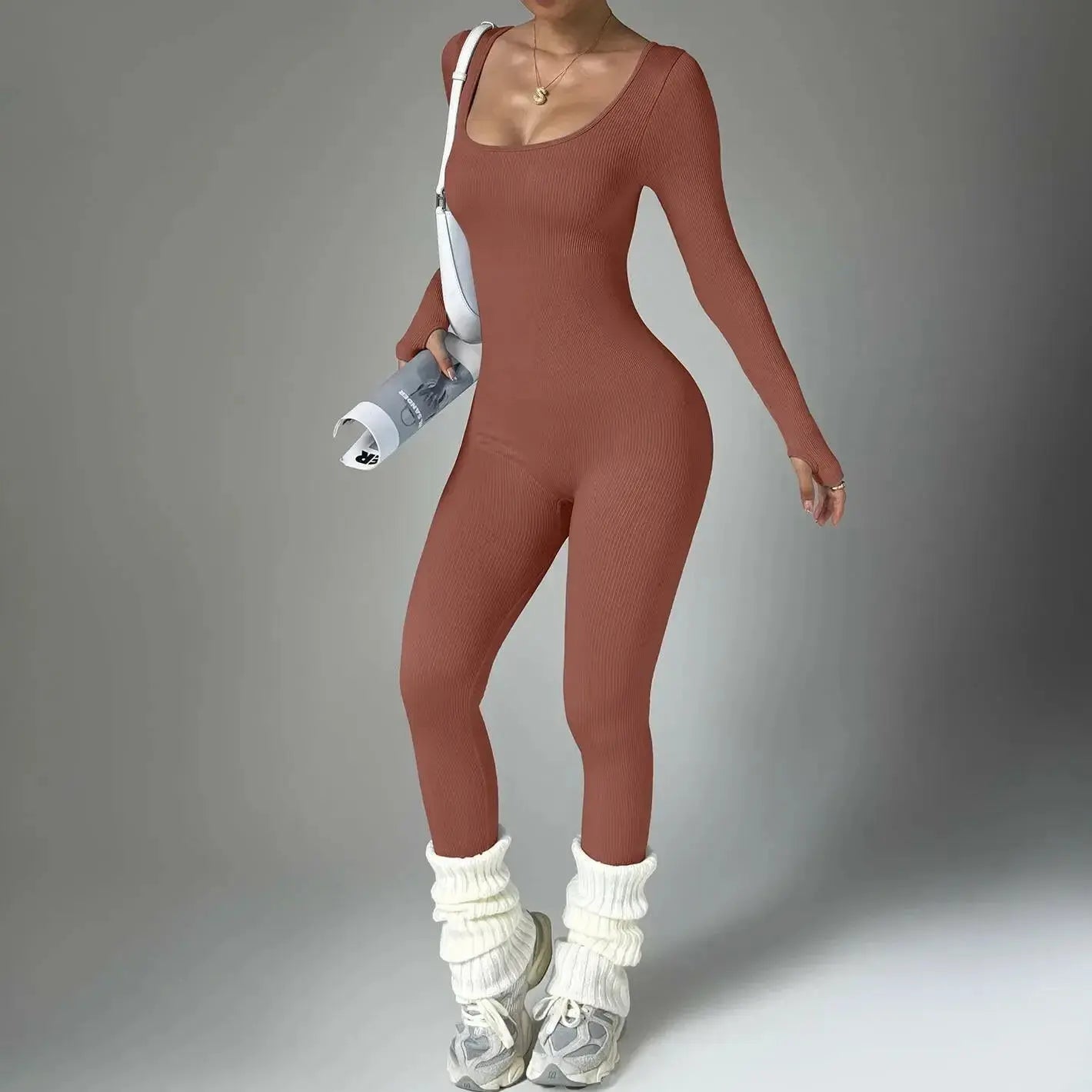 Women’s long sleeve compression yoga suit by Plush Fashion Hub, quick-dry fitness set, designed for comfortable workout attire.