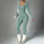 Women wearing plush pink long sleeve compression yoga suit, quick-dry fitness set for yoga and workout routines.