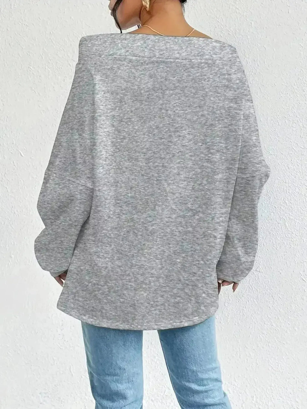 Women's off-shoulder long sleeve drawstring sweatshirt by Plush Fashion Hub, featuring a relaxed fit and casual style.