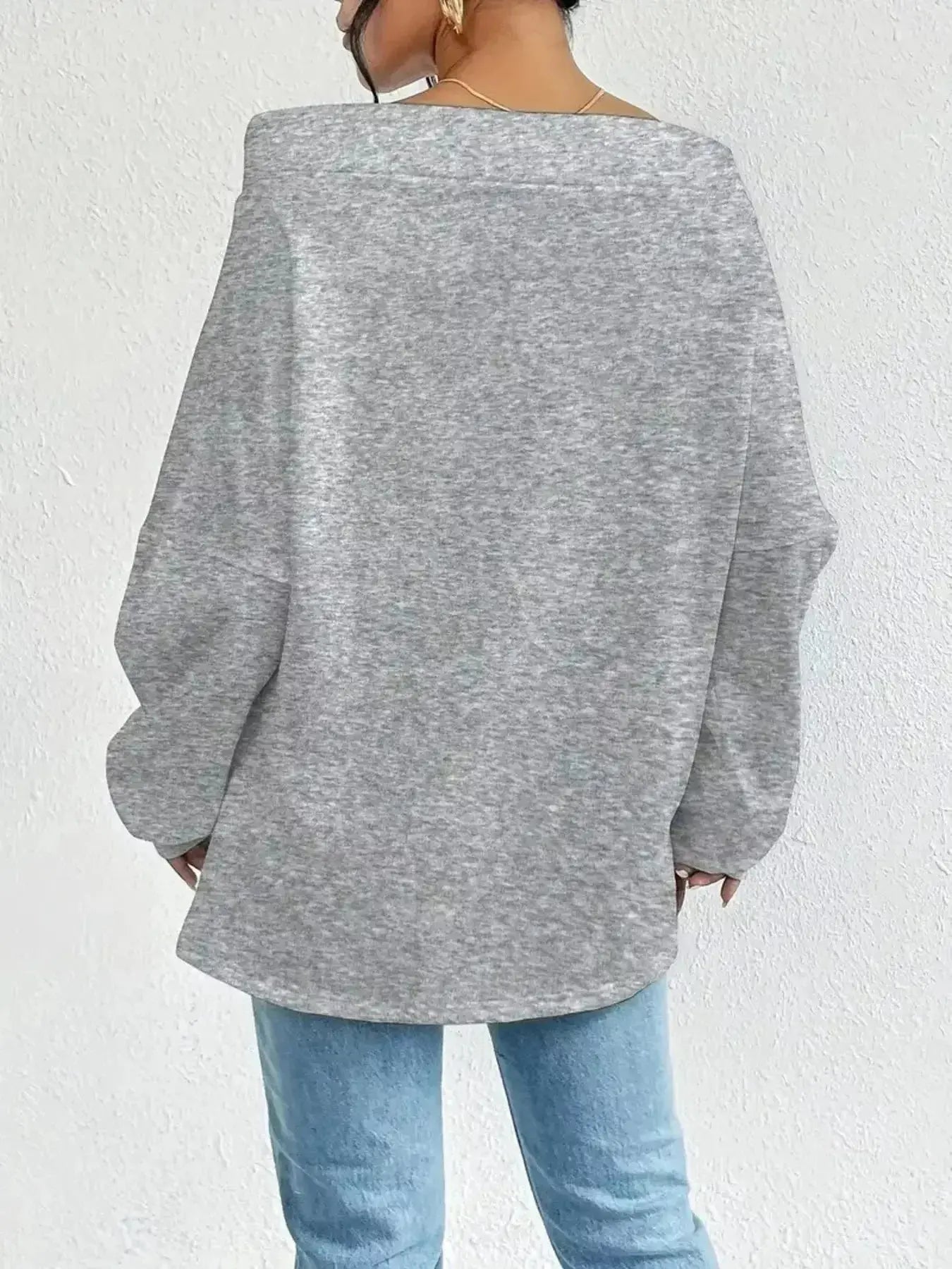 Women's off-shoulder long sleeve drawstring sweatshirt by Plush Fashion Hub, featuring a relaxed fit and casual style.