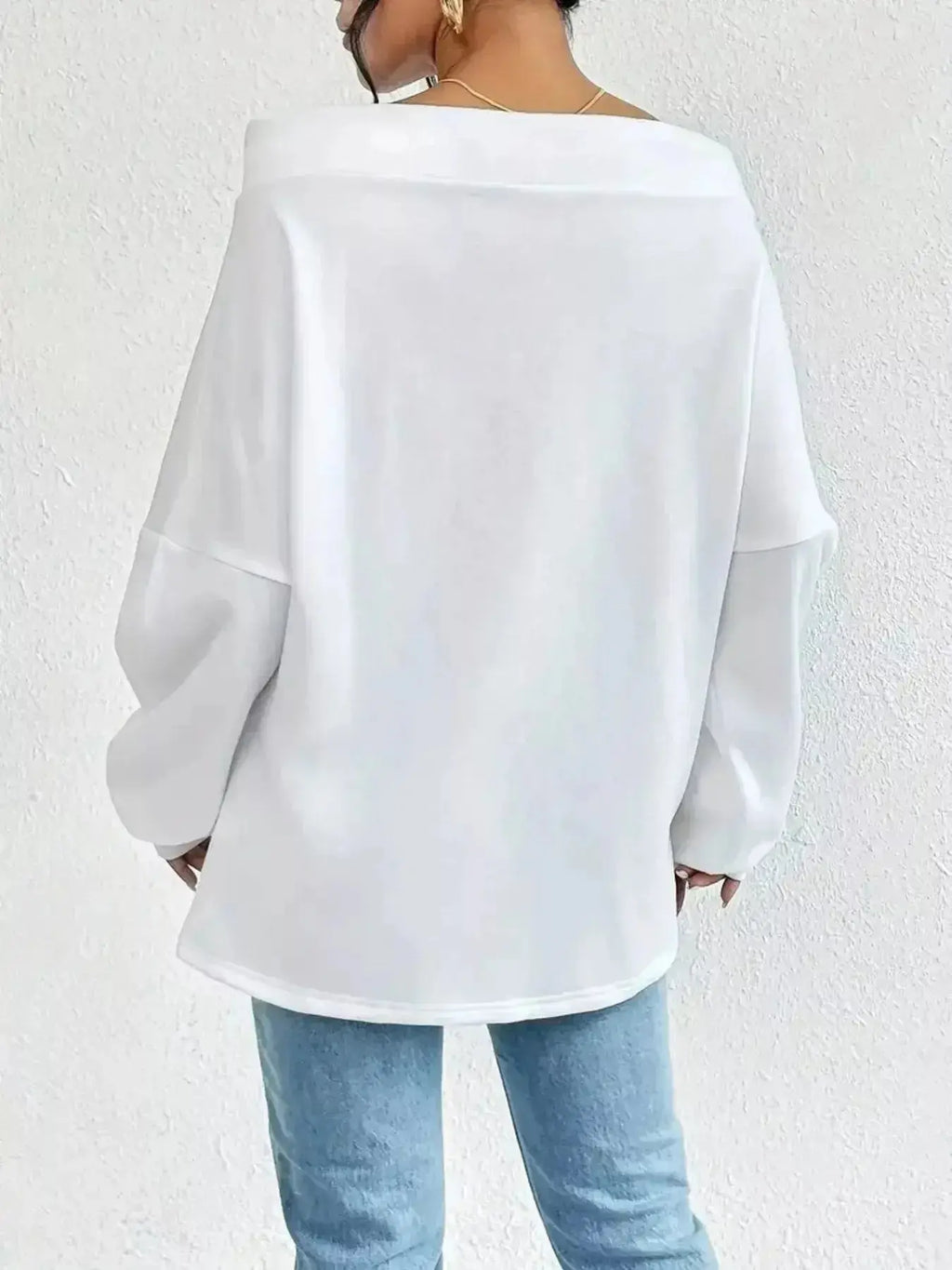 Women's off-shoulder long sleeve drawstring sweatshirt by Plush Fashion Hub, featuring a casual, stylish design with a relaxed fit.