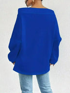Women's off-shoulder long sleeve drawstring sweatshirt by Plush Fashion Hub, featuring a relaxed fit and casual style.