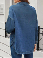 Women’s oversized denim jacket by Trendsi, relaxed fit casual outerwear with button-up front and classic denim fabric.