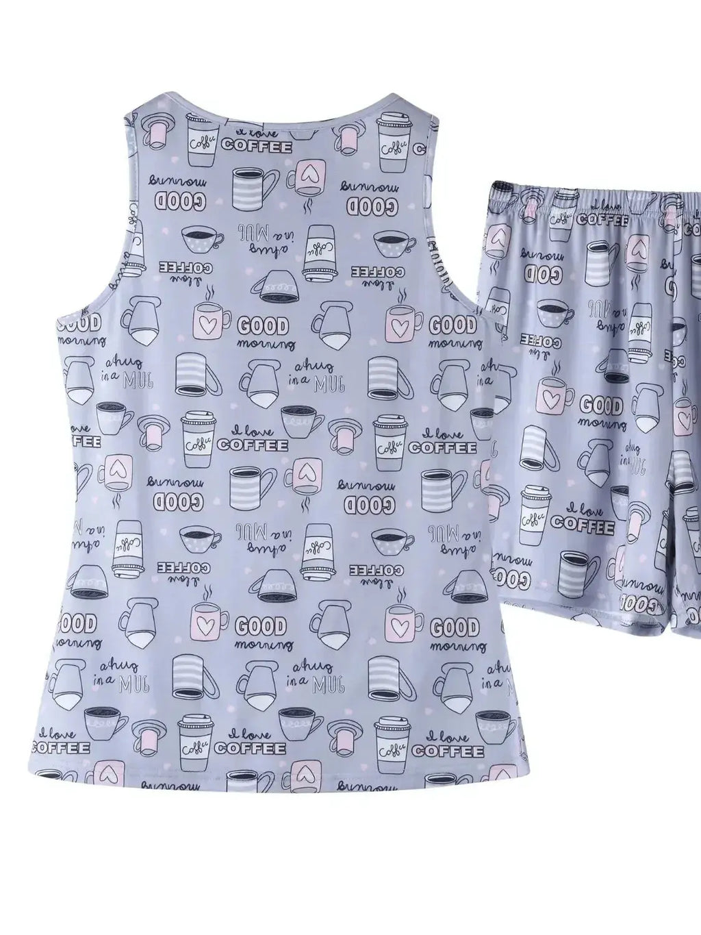 Women’s printed round neck pajama top and shorts lounge set by Trendsi, featuring comfortable fabric and casual sleepwear style.
