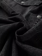 Women's raw hem denim shirt dress with long sleeves, button-down style, made of cotton, by Trendsi.