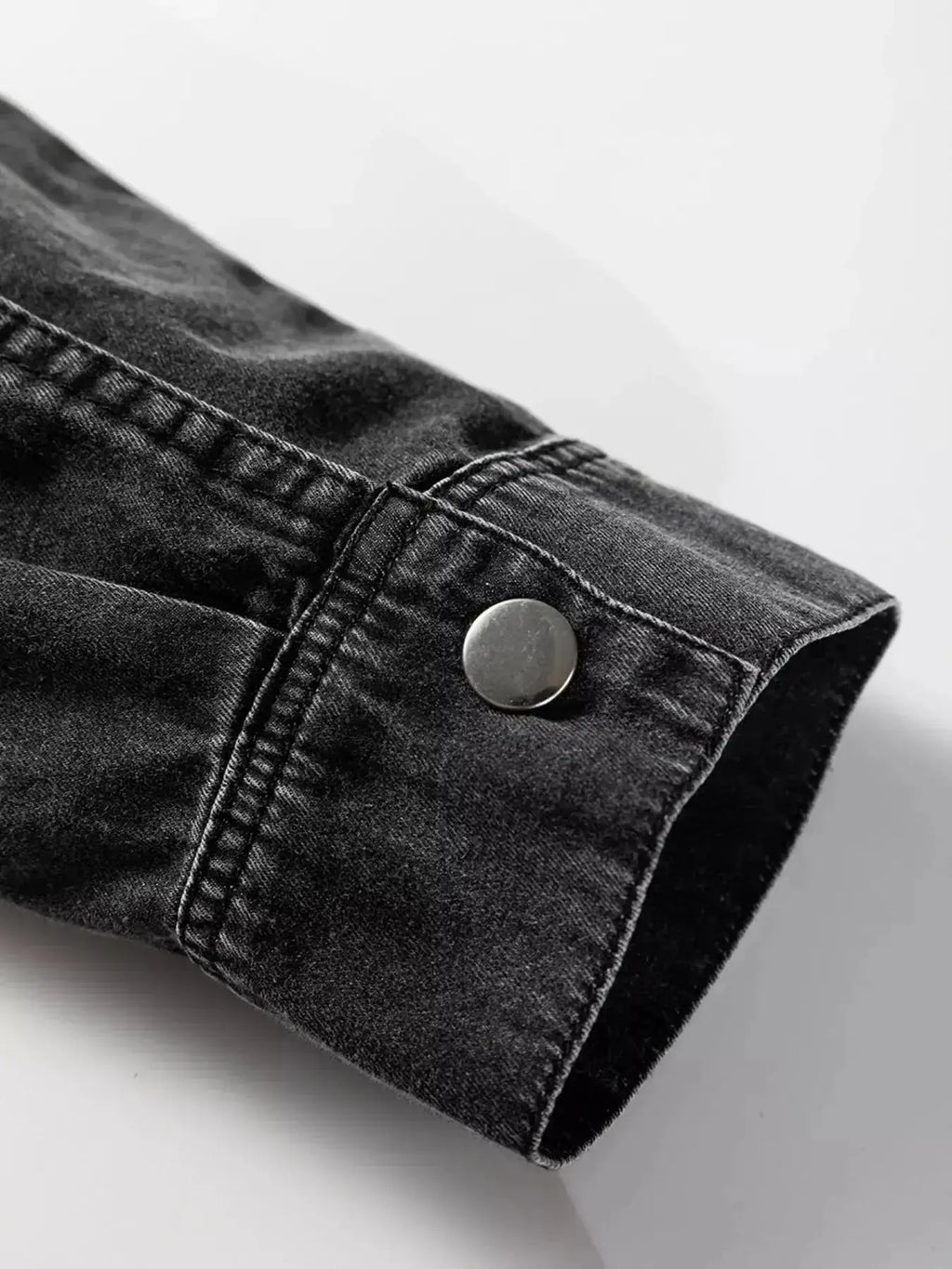 Women's raw hem denim shirt dress by Trendsi, long sleeve button-down cotton dress with casual, stylish denim fabric.