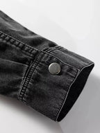 Women's raw hem denim shirt dress by Trendsi, long sleeve button-down cotton dress with casual, stylish denim fabric.