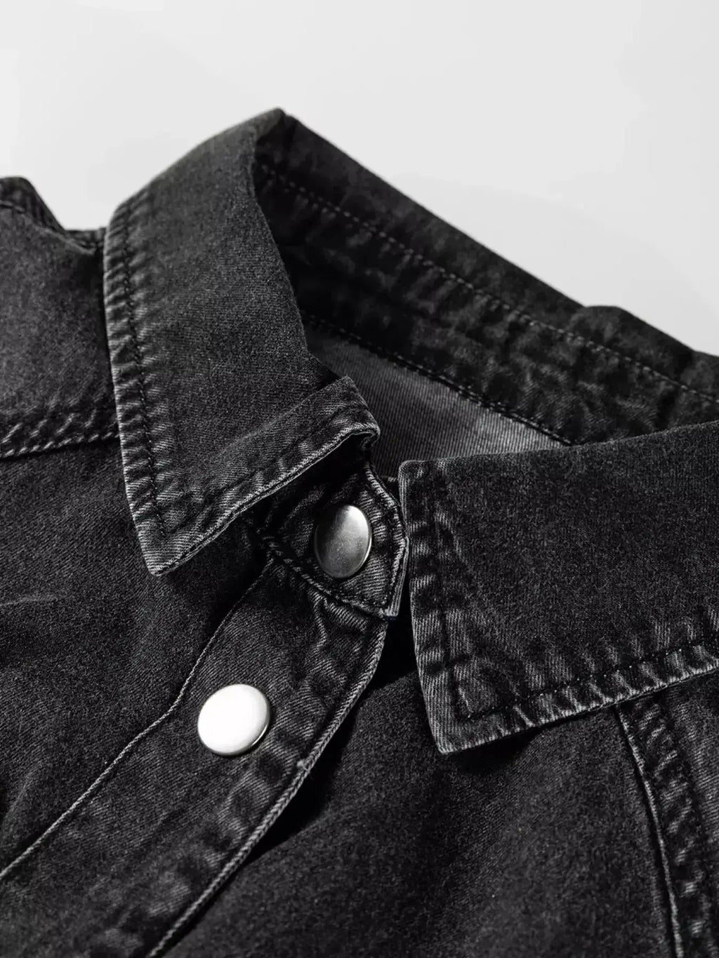 Women’s raw hem denim shirt dress with long sleeves, button-down front, made of cotton, by Trendsi.